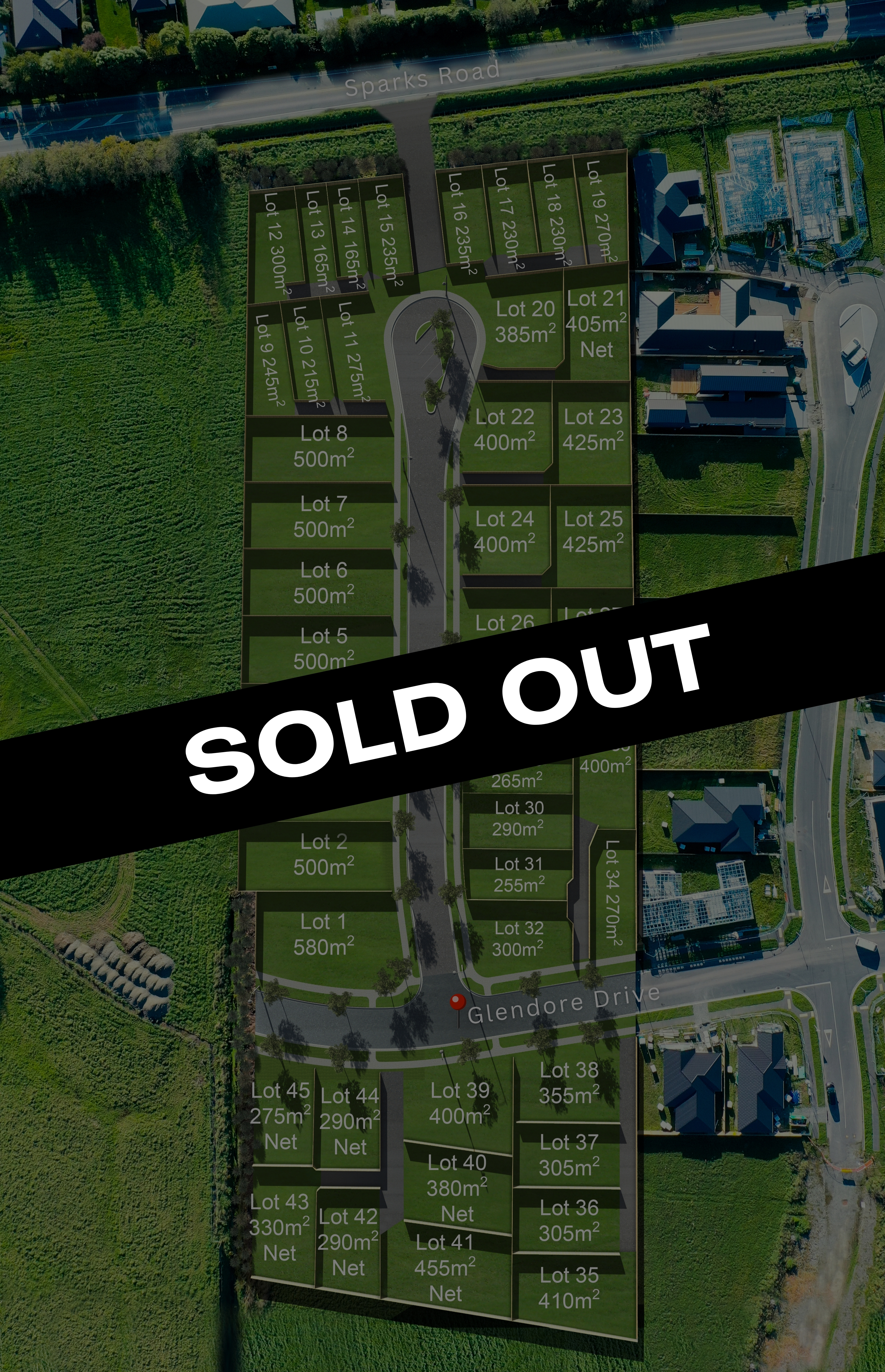 Eccles Green Stage 1 subdivision map, all sections sold